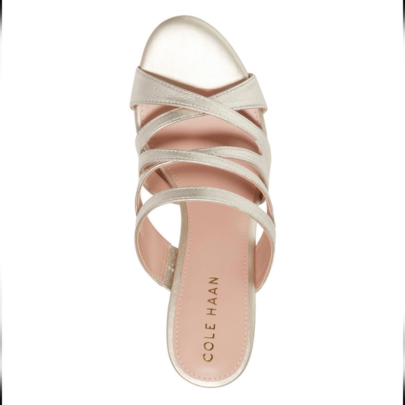 Cole Haan Gold Leather Slide Sandals 8 - Picture 4 of 7